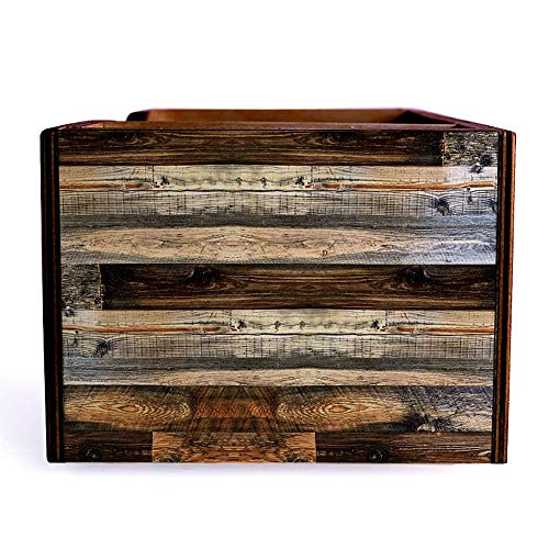 Bar Caddy - Rustic Wood Planks Design - 3 Compartment Caddy