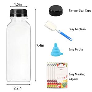 SUPERLELE 20pcs 16oz Empty Plastic Juice Bottles with Caps, Reusable Water Bottles, Clear Bulk Drink Containers with Black Tamper Evident Lids for Juicing, Smoothie, Drinking and Other Beverages