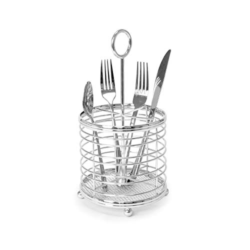 Spectrum Diversified Contempo Caddy Cutlery, Modern Dining Table Décor & Kitchen Organization, Silverware Holder with Handle, Chrome