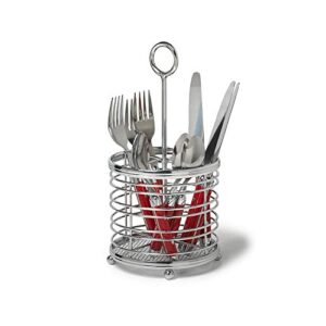 Spectrum Diversified Contempo Caddy Cutlery, Modern Dining Table Décor & Kitchen Organization, Silverware Holder with Handle, Chrome