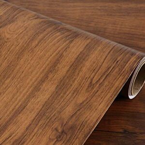 CHENGZHG Wood Grain Shelf Paper Decorative Faux Wood Look Shelf Liner Kitchen Drawer Sticker Self Adhesive Waterproof Film for Furniture, Peel and Stick Wallpaper for Cabinets 16 in x 16.4 Ft