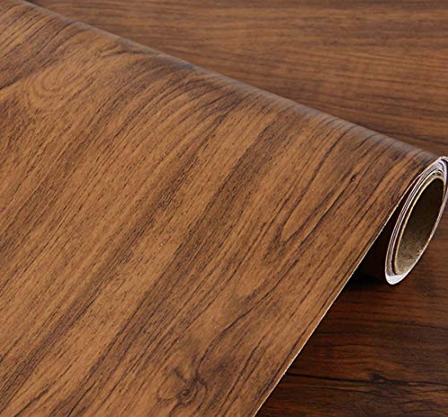 CHENGZHG Wood Grain Shelf Paper Decorative Faux Wood Look Shelf Liner Kitchen Drawer Sticker Self Adhesive Waterproof Film for Furniture, Peel and Stick Wallpaper for Cabinets 16 in x 16.4 Ft