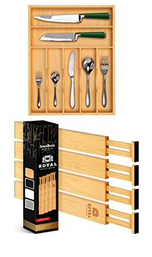 ROYAL CRAFT WOOD Silverware Drawer Organizer (7 Slot) and Small Drawer Dividers