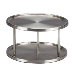stainless steel 2-tier lazy susan turntable, 10.5-inch, rotating 360-degree kitchen pantry cabinet organizer