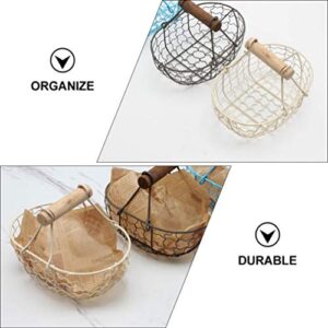 DOITOOL Wire Egg Container Eggs Wire Storage Basket with Handle Iron Art Eggs Tray Wire Fruit Storage Vegetables Container Eggs Holder for Kitchen Home Living Room Metal