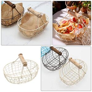 DOITOOL Wire Egg Container Eggs Wire Storage Basket with Handle Iron Art Eggs Tray Wire Fruit Storage Vegetables Container Eggs Holder for Kitchen Home Living Room Metal