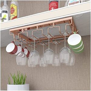 4 rows household wine glass rack, wine cabinet goblet rack, wine glass rack, wine rack hanging rack (color : rose gold(4 rows))