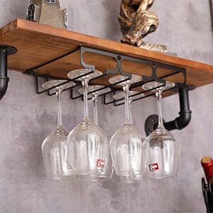 Household Wine Glass Rack, Wine Cabinet Goblet Rack, Wine Glass Rack, Wine Rack Hanging Rack (Color : Black, Size : 3 Rows)