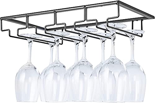 Metal Wine Glass Holder, Wine Glass Holder, Wine Glass Holder Wine Rack Kitchen Decoration (Color : 4 Rows 1 Pack Black)