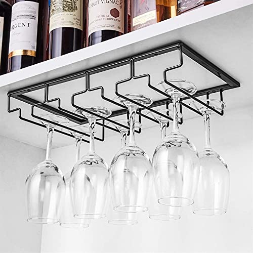 Metal Wine Glass Holder, Wine Glass Holder, Wine Glass Holder Wine Rack Kitchen Decoration (Color : 4 Rows 1 Pack Black)