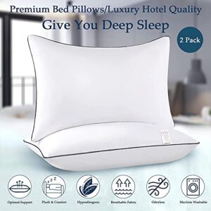 HOOMQING Bed Pillows for Sleeping 2 Pack,Pillows Queen Size Set of 2 for Side Back and Stomach Sleepers, Cooling Pillows,Down Alternative Filling Luxury Soft Supportive Plush Pillows (White, Queen)