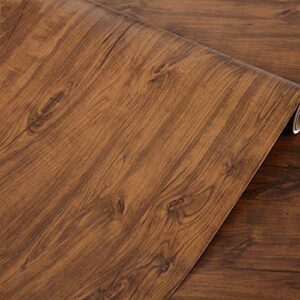 poetryhome self adhesive dark teak wood wall paper shelf liner for kitchen cabinets table desk countertop furniture wall decor 15.7×117 inches