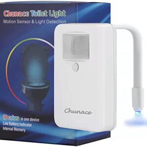 2 Pack Toilet Night Lights, 16-Color Changing LED Bowl Nightlight with Motion Sensor Activated Detection, Cool Fun Bathroom Accessory - Unique & Funny Gadgets for Christmas Stocking Stuffers