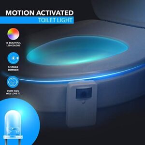 2 Pack Toilet Night Lights, 16-Color Changing LED Bowl Nightlight with Motion Sensor Activated Detection, Cool Fun Bathroom Accessory - Unique & Funny Gadgets for Christmas Stocking Stuffers