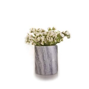 Premium Marble Utensil Holder- Multi-purpose Holder- Pen Holder- Wine Chiller- Flower Vase (White & Grey Marble- Medium)