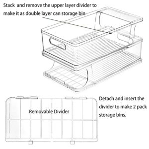 Jucoan 2 Pack Skinny Can Organizer for Refrigerator, Stackable 2-Layer Automatic Rolling Skinny Tall Cans Dispenser Soda Can Holder Storage Bin for Fridge, Kitchen Pantry, Countertops, Cabinets