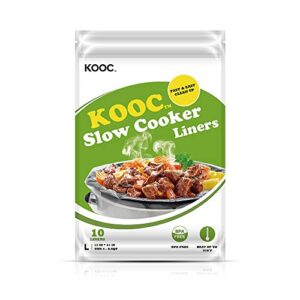 [new] kooc disposable slow cooker liners and cooking bags, 1 pack(10 counts), large size pot liners fit 4qt to 8.5qt, 13″x 21″, fresh locking seal design, suitable for oval & round pot, bpa free