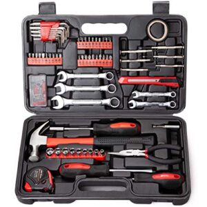 CARTMAN 148Piece Tool Set General Household Hand Tool Kit with Plastic Toolbox Storage Case Socket and Socket Wrench Sets