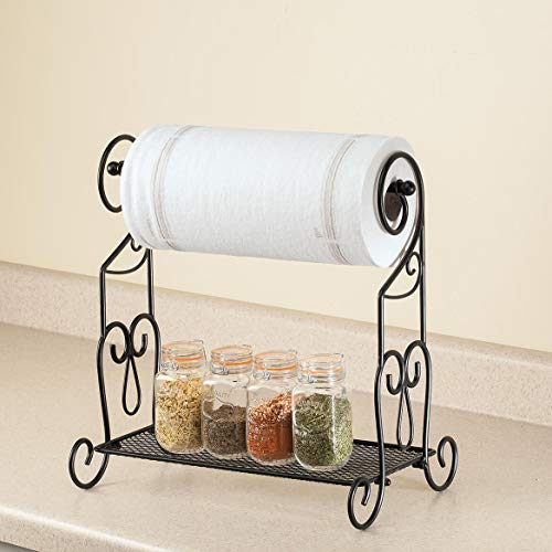 Home Marketplace Kitchen Paper Towel Rack & Organizer Stand, Black