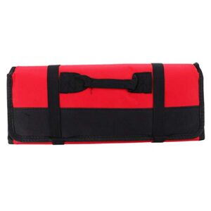 hemoton chefs knife roll bag 22 slots knife cutlery carrier portable home kitchen tools case pouch holder utility pocket for outdoor camping bbq red
