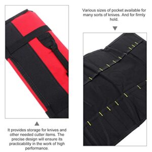 Hemoton Chefs Knife Roll Bag 22 Slots Knife Cutlery Carrier Portable Home Kitchen Tools Case Pouch Holder Utility Pocket for Outdoor Camping BBQ Red