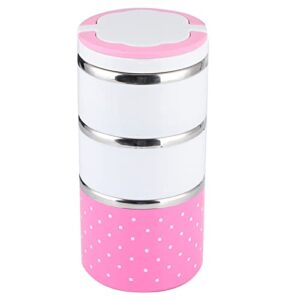 oumefar bento box pink cylindrical thermal bento box 1-3 layer changeable insulation thermo thermal lunch box food storage container with wave dot pattern