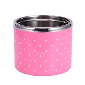 Oumefar Bento Box Pink Cylindrical Thermal Bento Box 1-3 Layer Changeable Insulation Thermo Thermal Lunch Box Food Storage Container with Wave Dot Pattern
