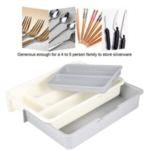 Yosoo Cutlery Organizer, 3-piece Combination Expandable Adjustable Cutlery Storage Tray 7 Compartments Tidy Drawer Utensil Organizer Silverware Organizer for Kitchen (12.4x9.3in)