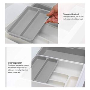 Yosoo Cutlery Organizer, 3-piece Combination Expandable Adjustable Cutlery Storage Tray 7 Compartments Tidy Drawer Utensil Organizer Silverware Organizer for Kitchen (12.4x9.3in)