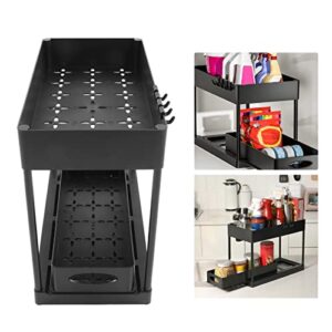 Yosoo ABS Slide Out Storage Baskets, Sliding Drawers, for Kitchen Bathroom Laundry Room Cosmetic Storage (Black)