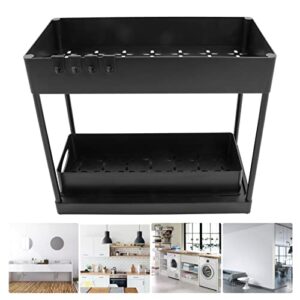 Yosoo ABS Slide Out Storage Baskets, Sliding Drawers, for Kitchen Bathroom Laundry Room Cosmetic Storage (Black)