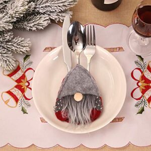 Amosfun Christmas Tableware Cover Silverware Holder Christmas Table Decor Red Grey for Christmas Party