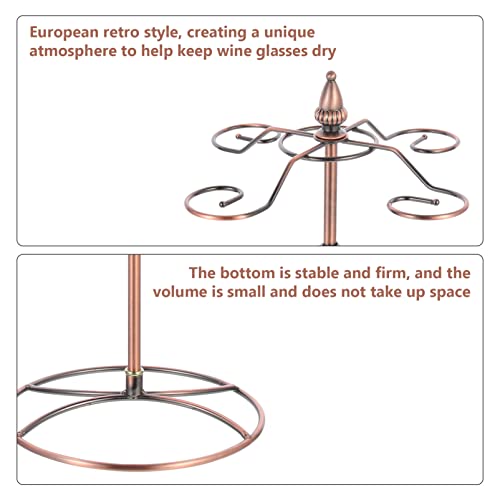 VOSAREA Countertop Wine Rack Wine Glass Holder Red Wine Drying Rack Freestanding Stemware Holder Stand Holds Up to 4 Glasses for Home and Bar Storage Bronze Goblet Storage Rack