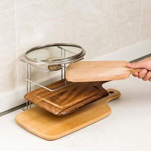 SDGH Stainless Steel Stand Cutting Chopping Board Pan Pot Lid Storage Rack Holder Kitchen Accessories Organizer