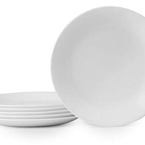 Corelle Vitrelle 6-Piece Salad Plates Set, Triple Layer Glass and Chip Resistant, 8-1/2-Inch Lightweight Round Plates, Winter Frost White