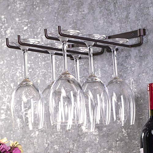 Wine Glass Rack Holder, Double Wall Mountable Stemware Storage Hanger for Kitchen or Bar