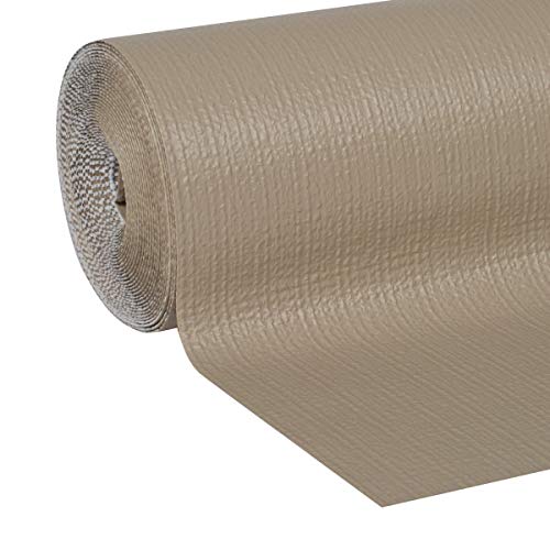 Duck Smooth Top EasyLiner Non-Adhesive Shelf Liner, 12inx10ft Plaid Sandstone, 12inx20ft Taupe Rolls