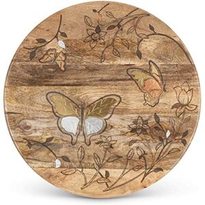 22″ brown butterfly lazy susan turntable round rotating tray