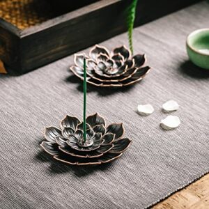 GARMOLY Incense Burner, Incense Holder for Sticks, Brass Lotus Incense Stick Holder and Detachable Ash Cather