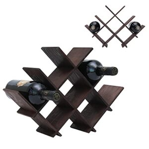 Fdjamy Wooden Eight-Bottle Butterfly Wine Rack, Small countertop Wine Rack, Minimal Assembly, Stylish and Chic Appearance (Coffee Color)