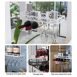 Stylish Simplicity Wine Glass Holder Simple Modern Creative Hanger Decoration Goblet Holder Glass Wine Glass Holder Adjustable Height Kitchen Floating Bottle Holder (Black 100 * 25Cm), PIBM, Black