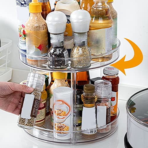 3-Layer 360-Degree Transparent Rotating Spice Rack Storage Rack Lazy Kitchen Bathroom Cosmetic Finishing Turntable Cabinet