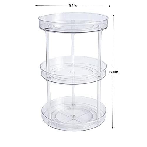 3-Layer 360-Degree Transparent Rotating Spice Rack Storage Rack Lazy Kitchen Bathroom Cosmetic Finishing Turntable Cabinet