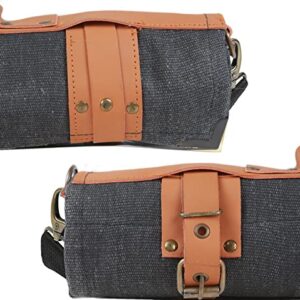 Chef knife roll bag large | stores 10 knives, 3 kitchen utensils Plus leather zipper pouch size open: 28" x 20" | waxed canvas knife carrier | easily carried shoulder strap professional chefs