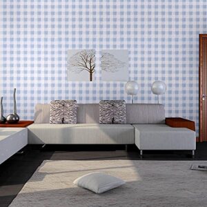 Yifely Blue & White Checkered Pattern Furniture Protective Paper Self-Adhesive Shelf Liner Dresser Drawer Decor Sticker 17.7 Inch by 13 Feet