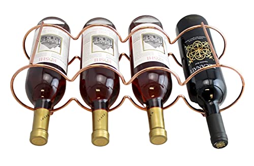 Rose Gold Stackable Table Top Wine Rack Bottle Holder Each Holds 4 Bottles - Keeps Bottles of Wine Horizontal to Prevent Oxidation