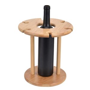 Kadimendium Wooden Wine Storage Stand, Easy to Install Bamboo Wine Glass Stand Convenient for Kitchen for Living Room