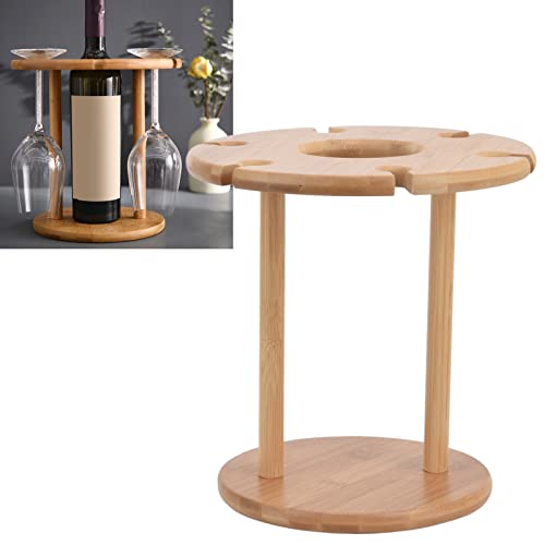 Kadimendium Wooden Wine Storage Stand, Easy to Install Bamboo Wine Glass Stand Convenient for Kitchen for Living Room