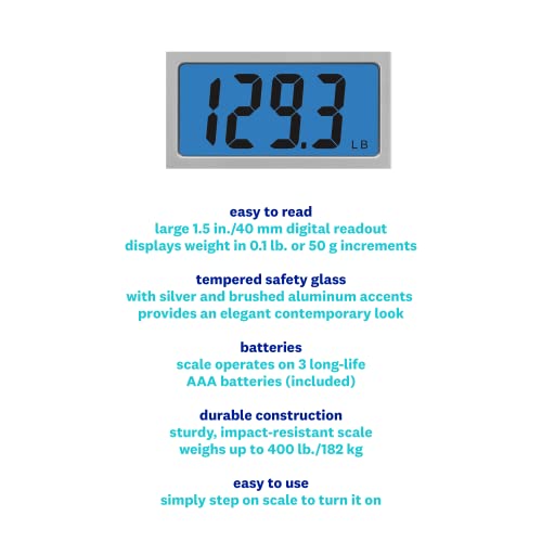 WW Scales by Conair Digital Glass Bathroom Scale, 400 Lbs. Capacity