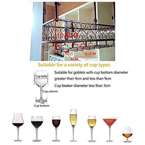 Ceiling Stylish Simplicity Cup Holder Stylish Simplicity Glass Bottle Holder Household Goblet Holder Glass Wine Cup Bracket Bracket Kitchen Bar Floating Rack (Bronze 120 * 25Cm), PIBM, White, 150